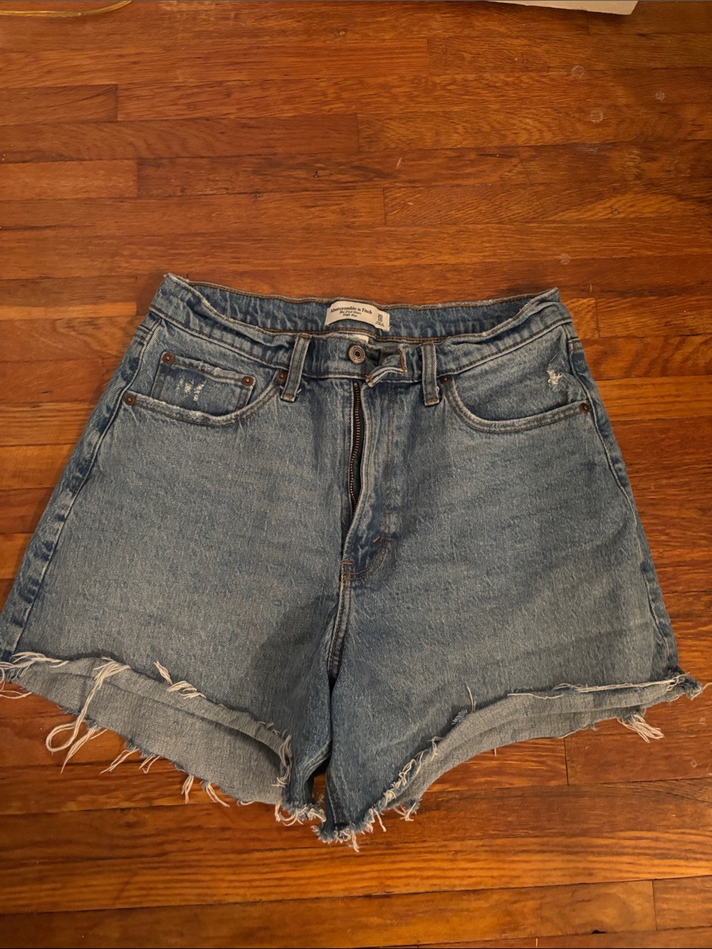 Abercrombie & Fitch Light Blue Frayed Hem Denim Shorts